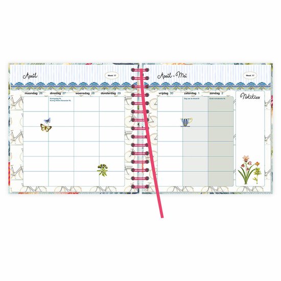 Agenda - 2027 - Familie - Floral Balloon - 6pers. - 17mnd. - Harde kaft - 19x20,5cm
