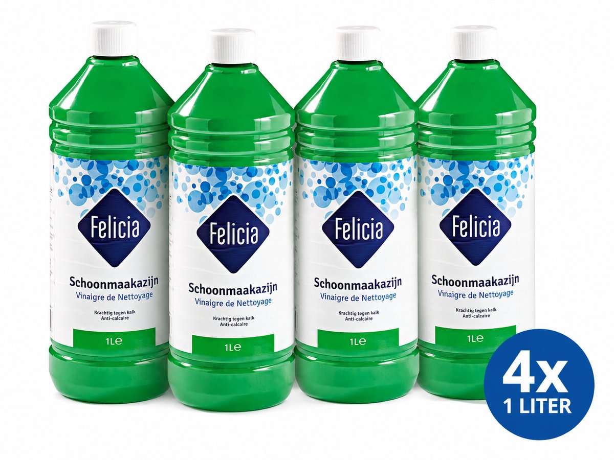 Schoonmaakazijn Professioneel 4 flessen 1L Felicia