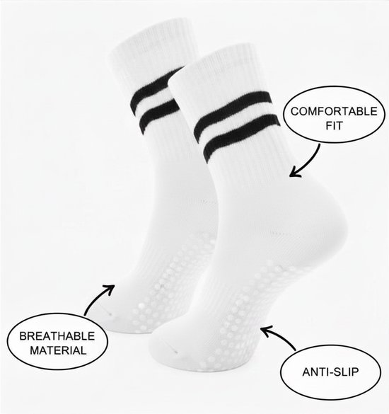 Ateljees Yoga / Pilates Sokken met Anti Slip - 3 Pack - Wit - Maat 36-39 — afbeelding 4