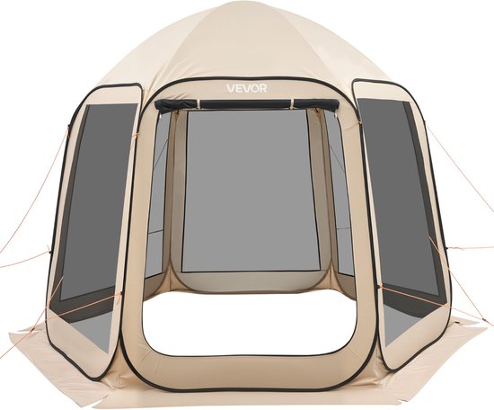 VEVOR Pop-Up Tent, 3304,8 X 280,4 cm, Kampeertent voor 4-8 Personen, Partytent Inclusief Draagtas, Gaaswanden en Haringen, voor Tuin, Terras en Buitenactiviteiten, Beige van Vevor — afbeelding 2