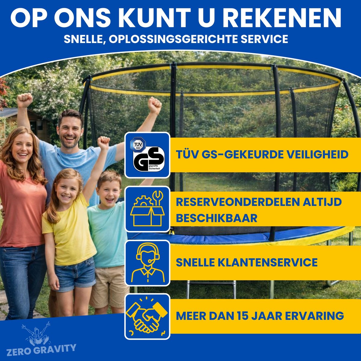 Zero Gravity trampoline Ø 305 cm – kindertrampoline met slim opvouwbaar veiligheidsnet – incl. ladder en grondankers – max. 120 kg - ronde tuintrampoline - Ultima 4 Fun Edition — afbeelding 6