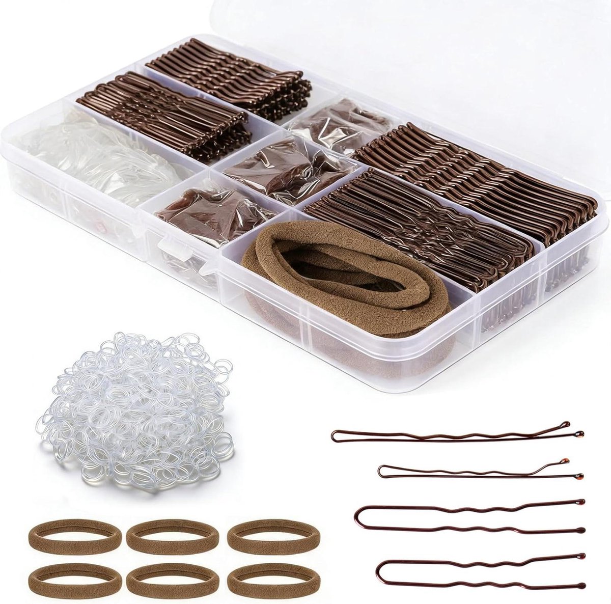 Haarspelden Set - Bobby Pins - Dagelijkse Styling - 406 Delige Set - Verschillende Maten - Bruin