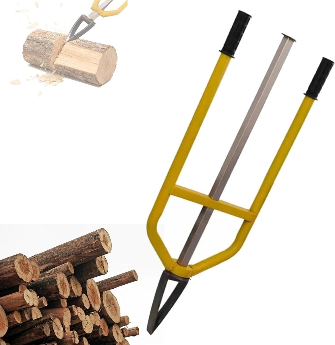 Handmatige Houtklover - Inertieel Gereedschap - Brandhout Voorbereiden - Moeiteloos Splijten - 99 cm - Geel