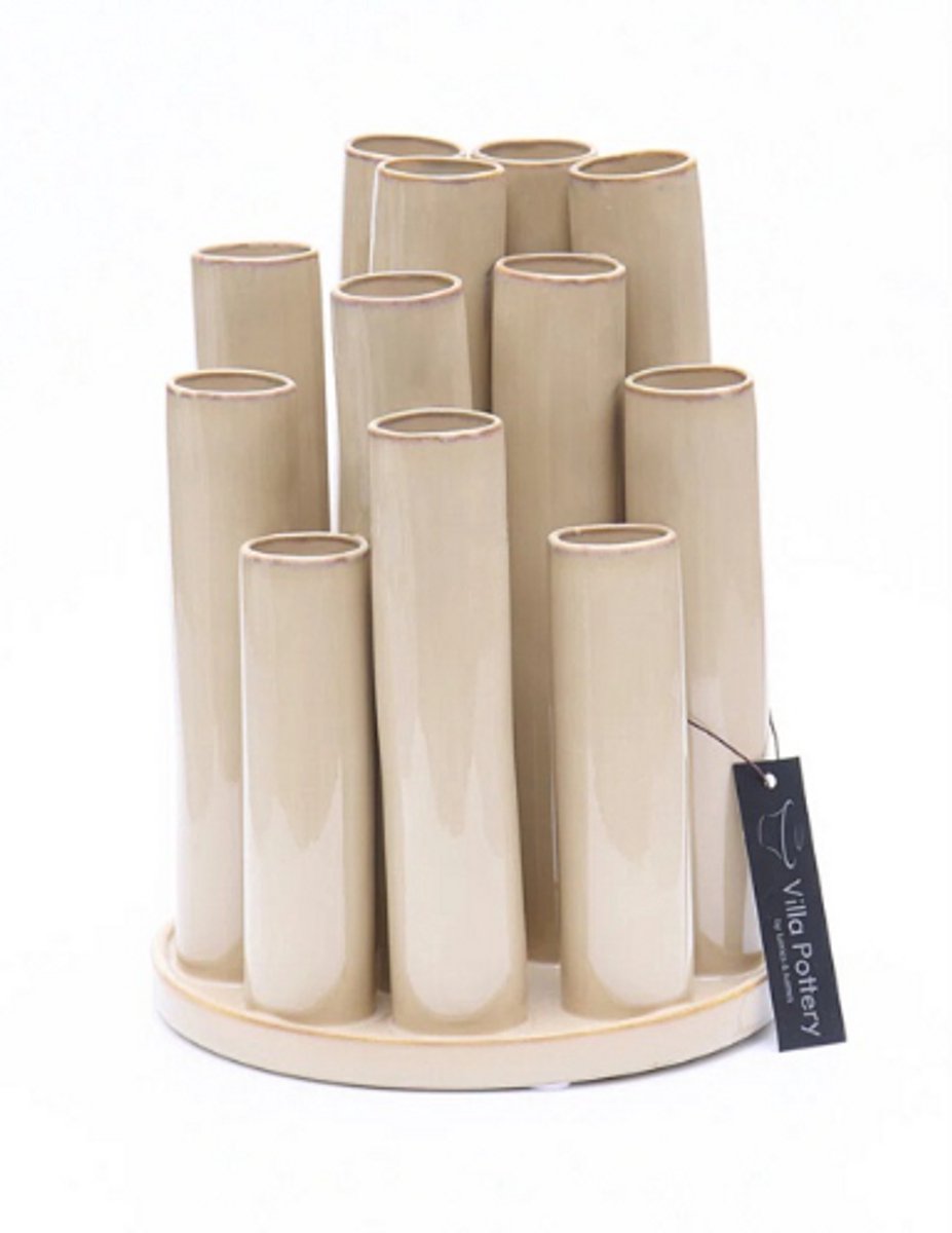 Villa Pottery Vaas - Villa Pottery - Woondecoratie - Decoratie - Porselein - Waterdicht - Twist & Tube 2 Cream Round Beige
