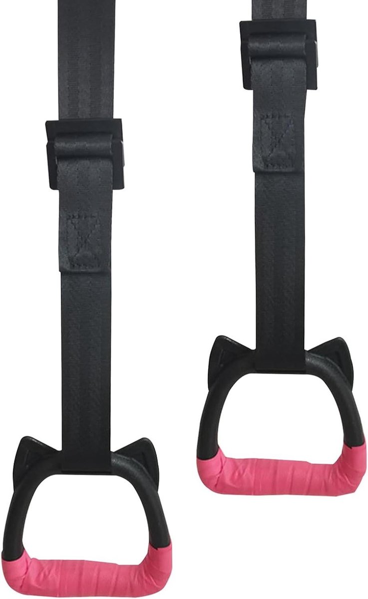 Gymnastiekringen Kinderen - Klimringen Fitness - Lichaamsbeweging Binnen - Verstelbare Riemen - 200 kg Capaciteit - Roze