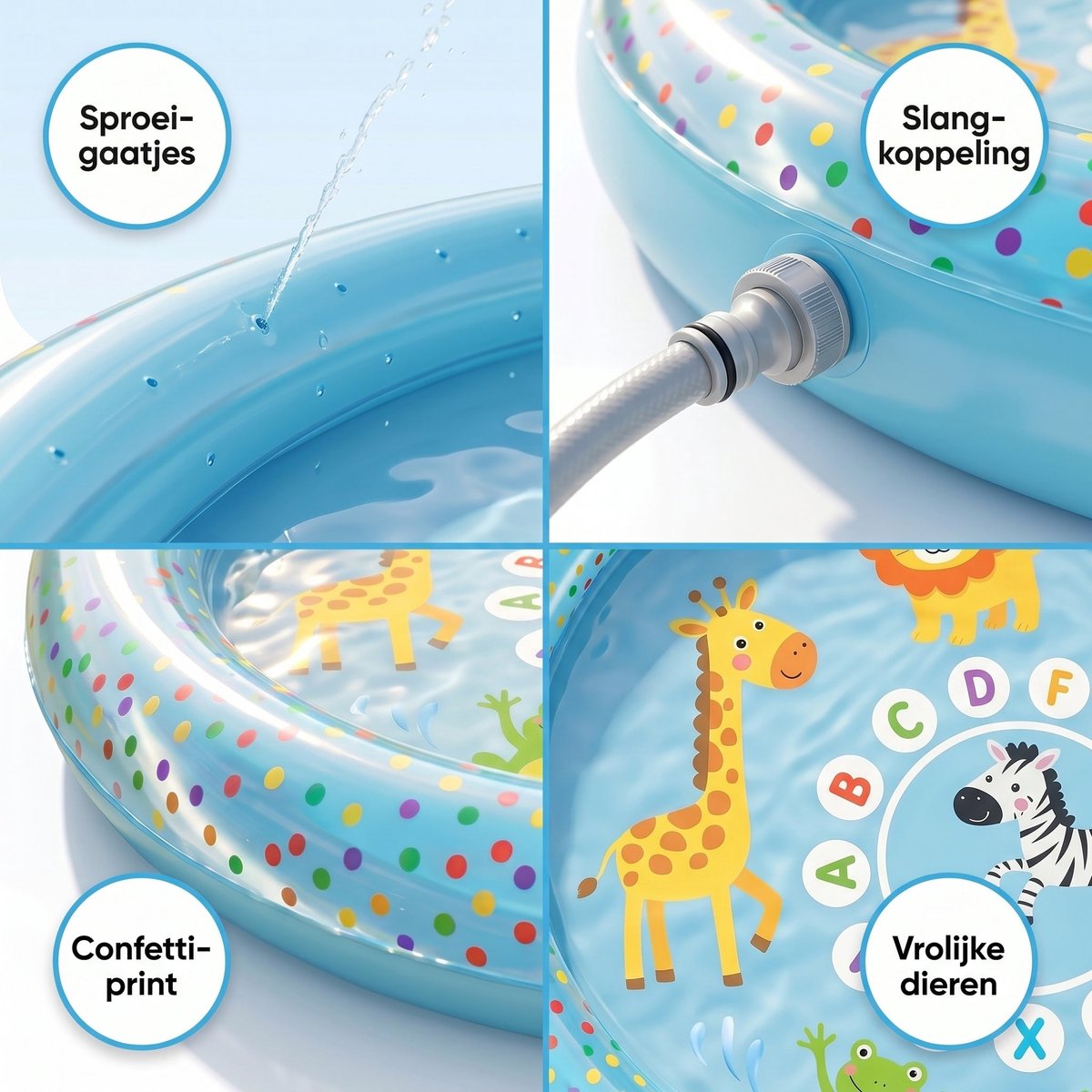 Lomera Opblaasbaar Zwembad met Sproeifunctie - Kinderzwembad - Babyzwembad - Babybadje - Peuterbad - Pierenbadje - met Sproeier - Waterspeelmat - Waterspeelgoed - Buitenspeelgoed voor Kinderen - Waterpret - Tuinslang Aansluiting — afbeelding 4