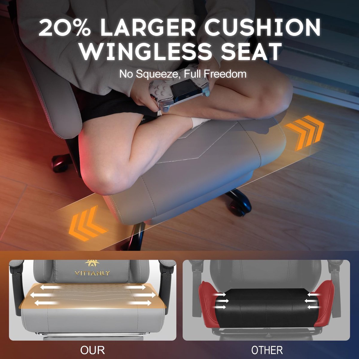 Homaxy - Game Stoel - Gaming Stoel - Gaming Stoel - Ergonomische Bureaustoel - Gamestoel - Verstelbaar - Gaming Chair - Inclusief voetensteun - Grijs – foto 7