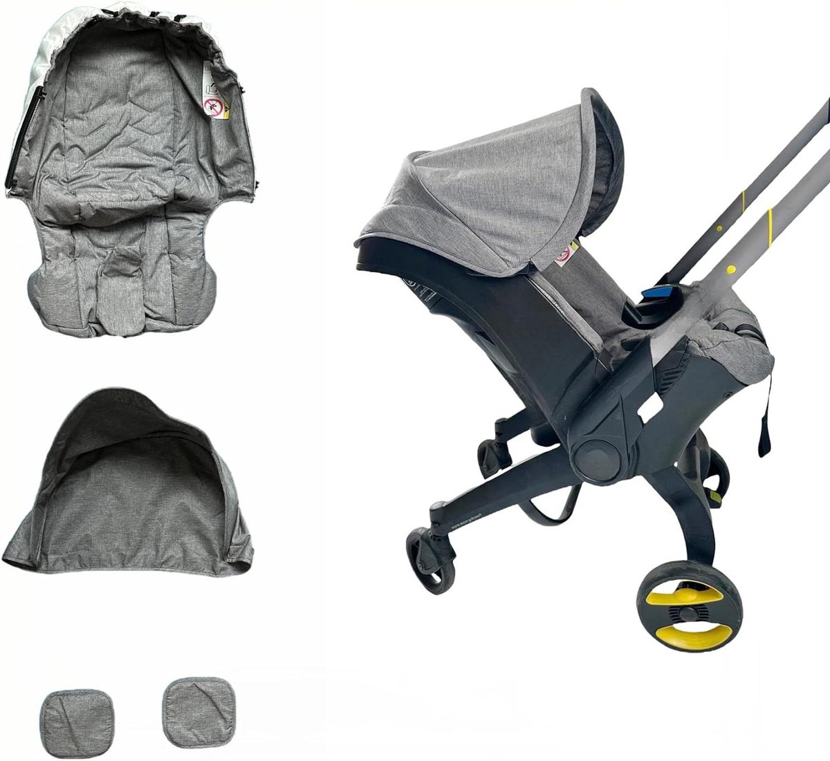 Kinderwagen Accessoires Set - Beschermhoezen - Kinderwagen Beschermen - Snelle Installatie - 39 x 4 x 78 cm - Grijs