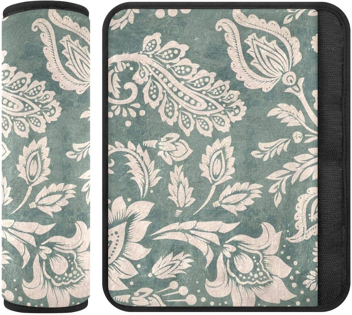 Gordelhoes Zacht - Riemkussen Comfort - Comfortabel Reizen - Verstelbare Maat - Medium - Vintage Paisley Groen