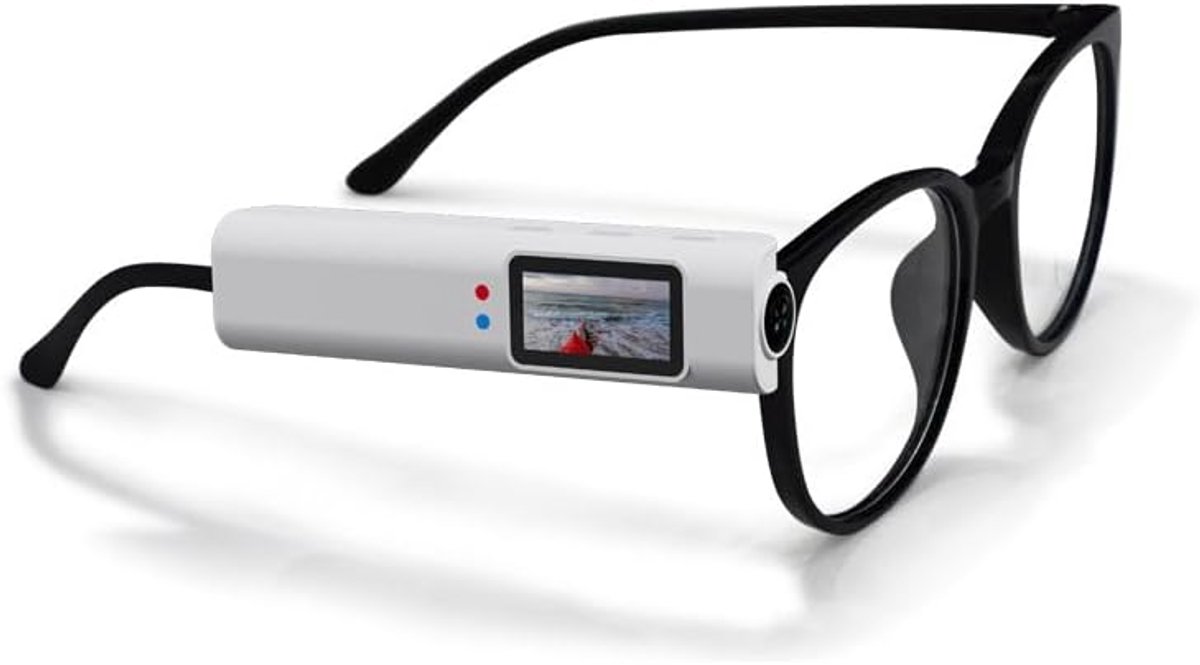 2.7K FPV-brilcamera, first-person view, 12 MP actiecamera, 110° groothoek, 0,96 inch kleurendisplay, intelligente ruisonderdrukking (wit)