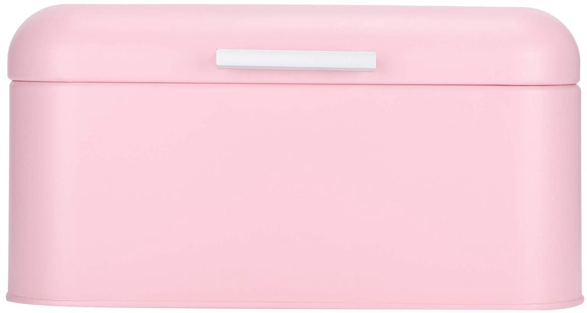 Dailygoods- Brooddoos Grote Capaciteit - Roze Broodcontainer - Compacte IJzeren Bewaarbox - Luchtdichte Deksel - Retro Keukenopslag - 30,5x20x15cm