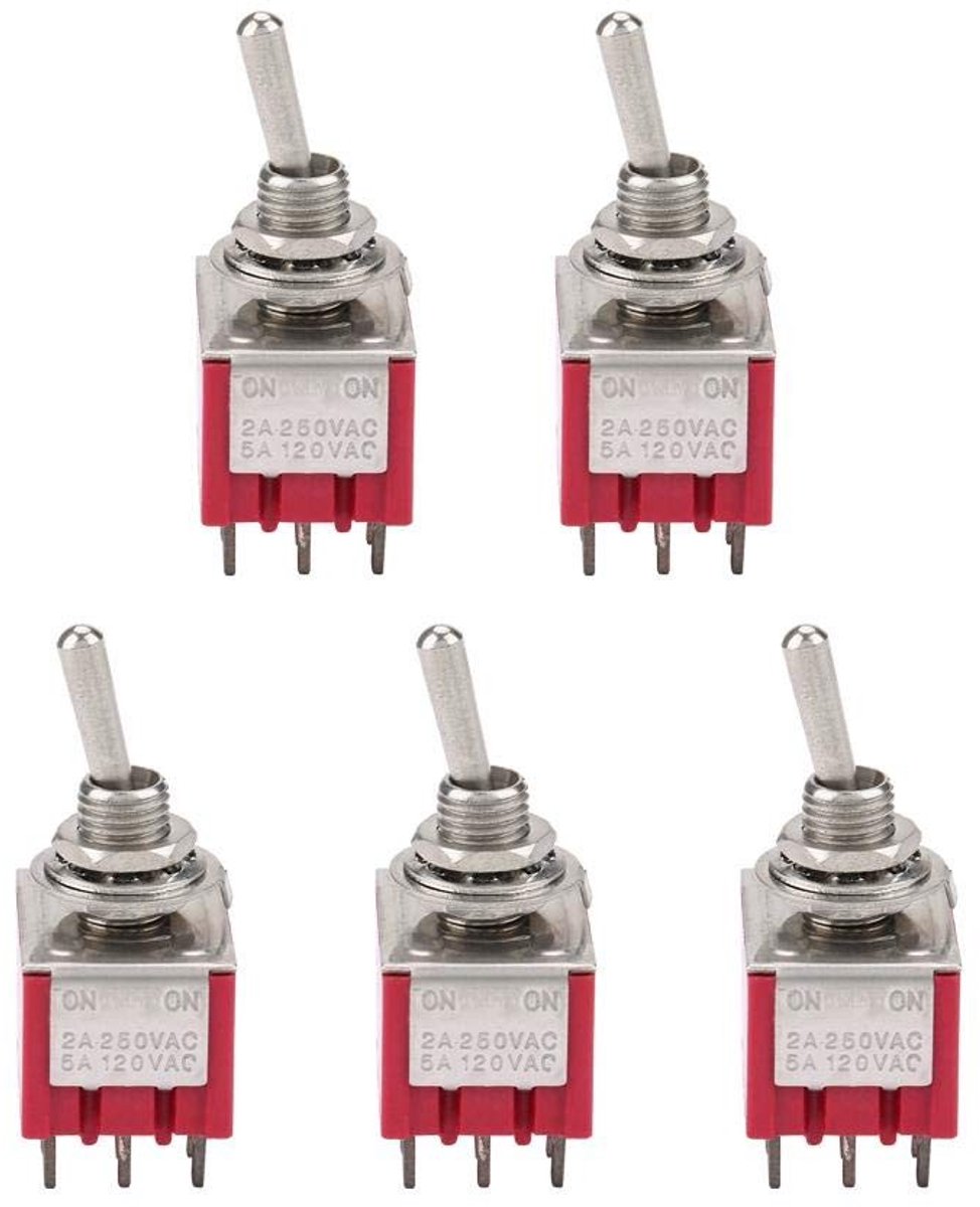 Solidchoice - Dailygoody - Rocker Switch - 5 Stuks - Duurzaam en Betrouwbaar - 9-Pins - Toggle Switch - Geschikt voor Auto's en Huishoudelijke Apparaten