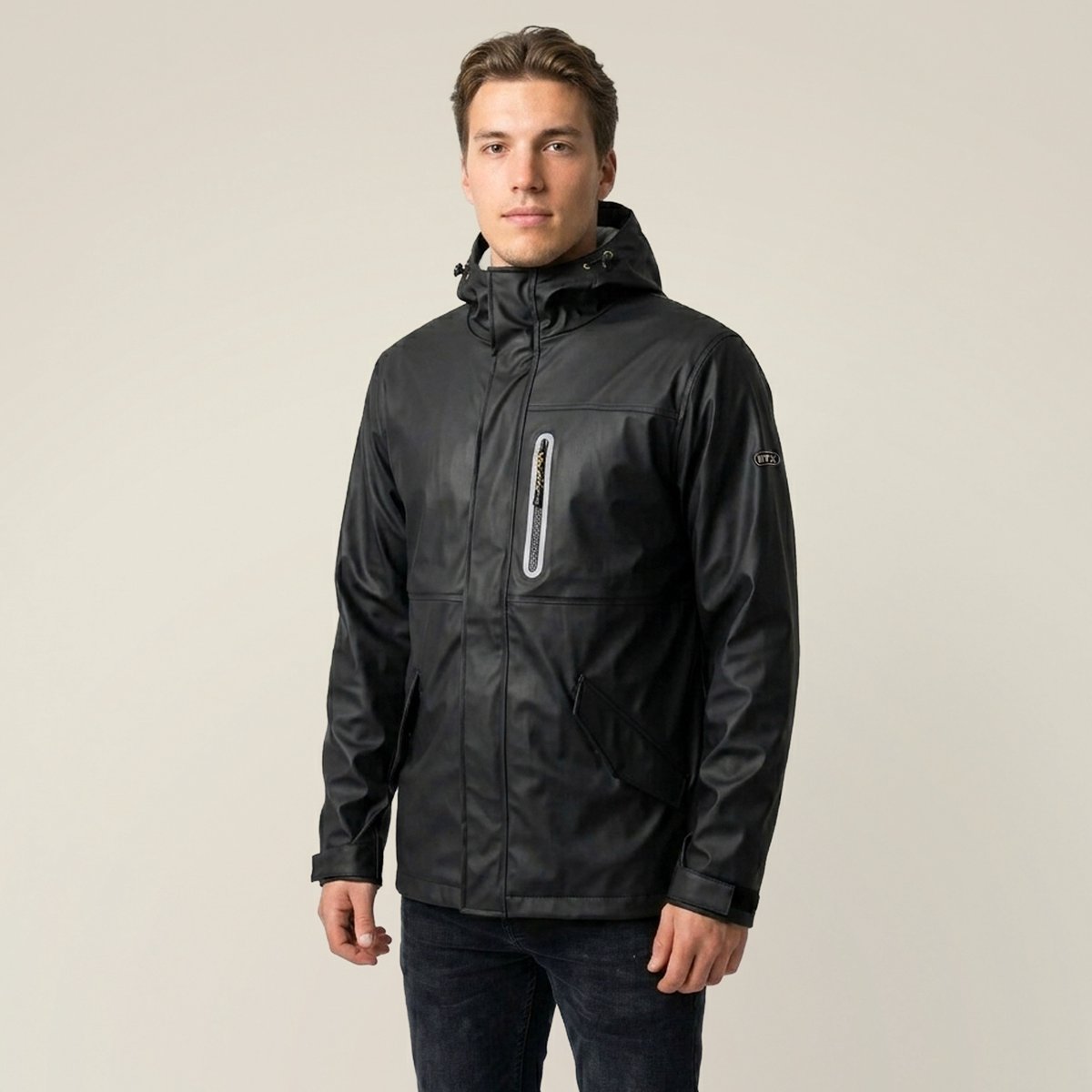 MTX Wear Regenjas Heren - Outdoor Regenjack met Ritssluiting - Waterdicht en Windbestendig - met Capuchon - Zwart - XXL