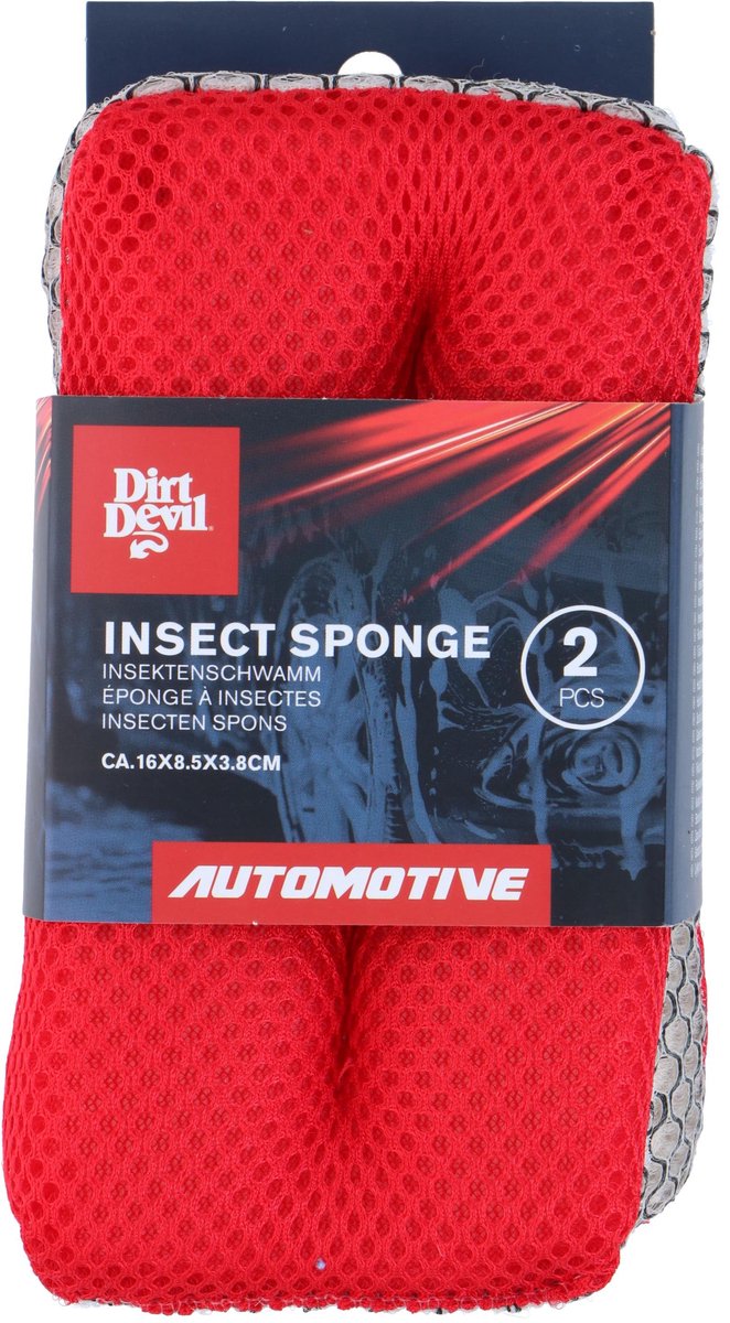 Dirt Devil - Insectenspons - Auto - Schoonmaken - Rood - Set van 2 stuks - 160x85x38mm