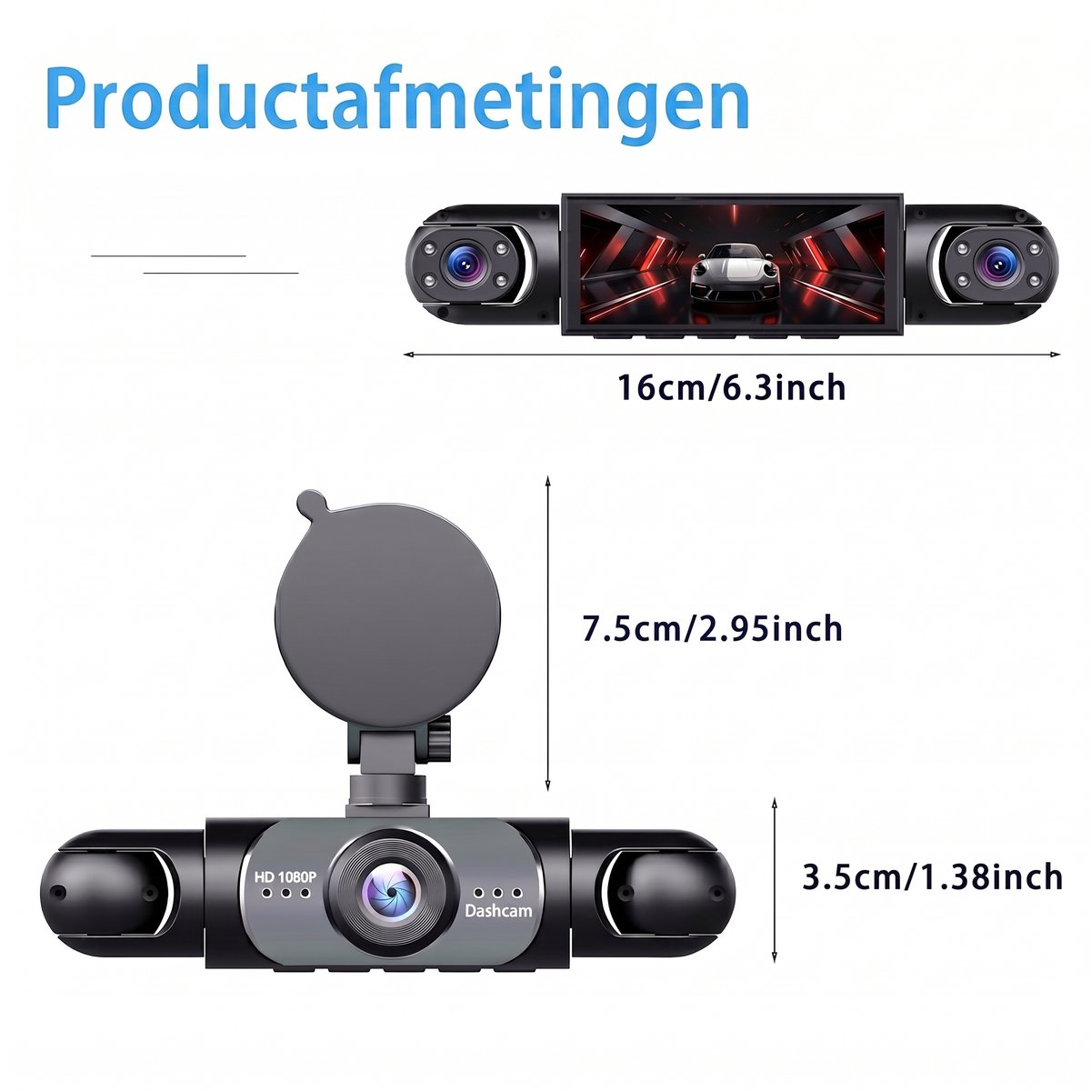SOGIOL Dashcam Auto - 4 Lenzen (Voor, Achter, Links, Rechts) - 1080P Full HD - WiFi & GPS - Dashcams - Nachtzicht - G-Sensor - Parkeerbewaking - 3,16 Inch met App - Incl. 64GB SD-Kaart thumbnail 6
