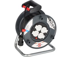 Brennenstuhl Garant E Kabelhaspel (25 m kabel in zwart, van speciaal kunststof, voor gebruik binnenshuis, Made in Germany)