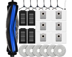 24-delige vervangingsset voor Ecovacs Deebot T50 Pro Omni / T50 Pro Omni Gen2 / T50 Omni robotstofzuiger, inclusief 1 hoofdborstel, 6 stofzakken, 4 filters, 6 zijborstels, 6 dweilpads en 1 reinigingsaccessoire