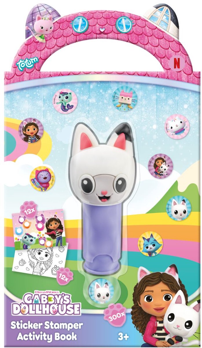 Gabby's Popppenhuis doeboek stickeren stempelen kleuren - incl. 300 stickers - Totum Gabby's Dollhouse creatief speelgoed vanaf 3 jaar