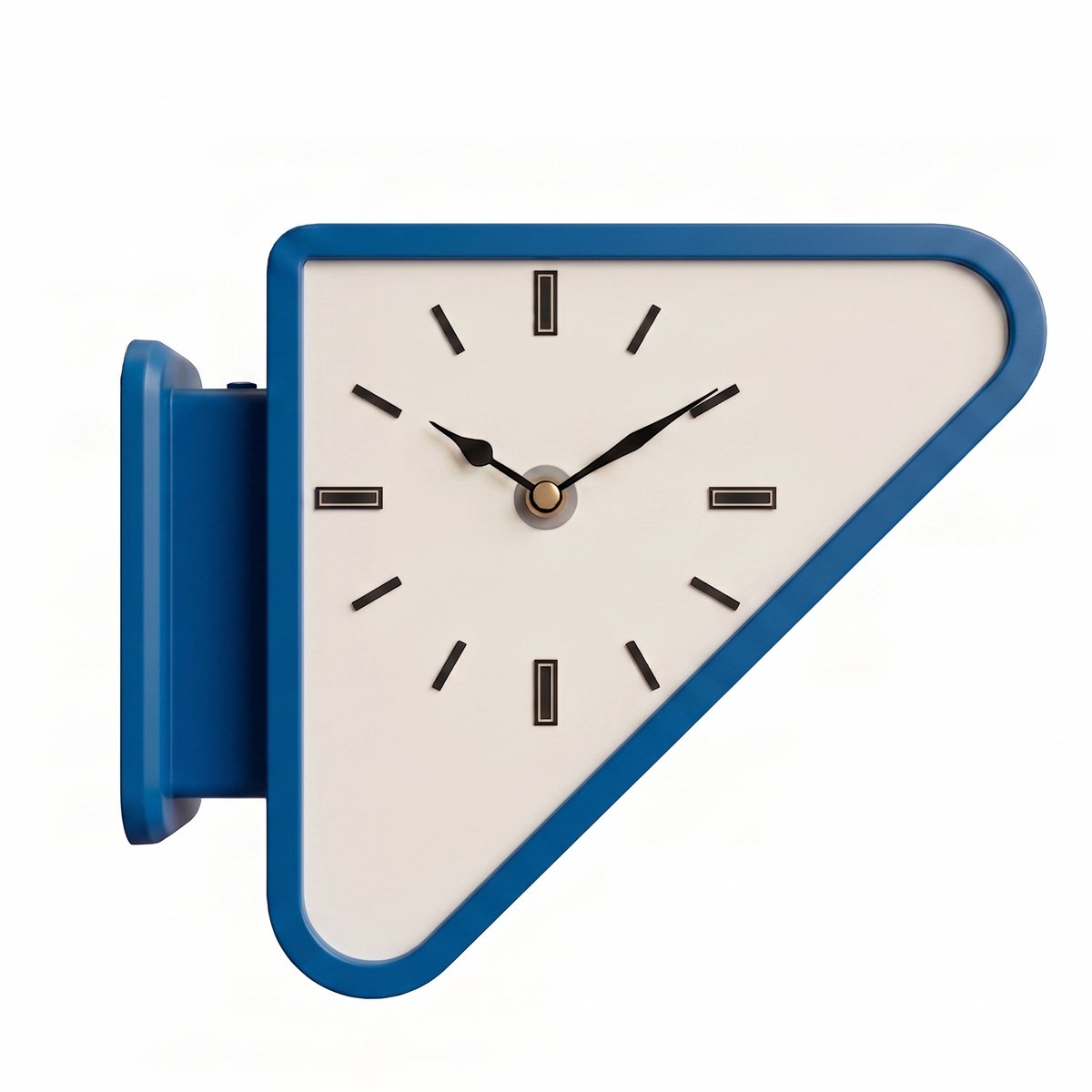 Driehoekige Wandklok – Dubbelzijdig | Retro 70's Design | Marine Blue