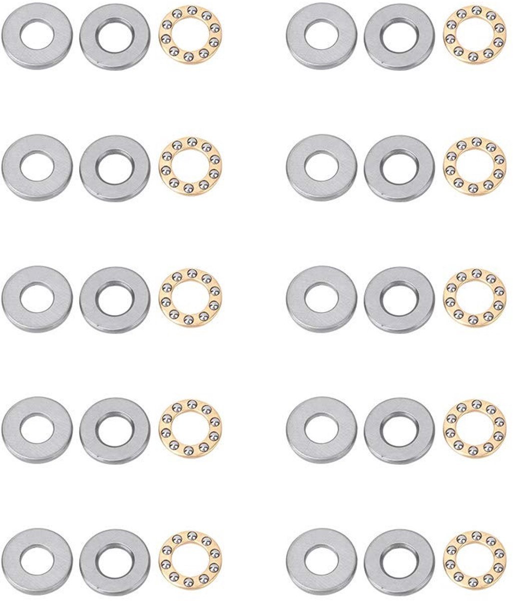 Allecto - Precisie Axiale Kogellagers - 10 Stuks Hoogwaardige Stalen Lagertjes voor Mechanische Toepassingen - Voor optimalisatie van prestaties - ...