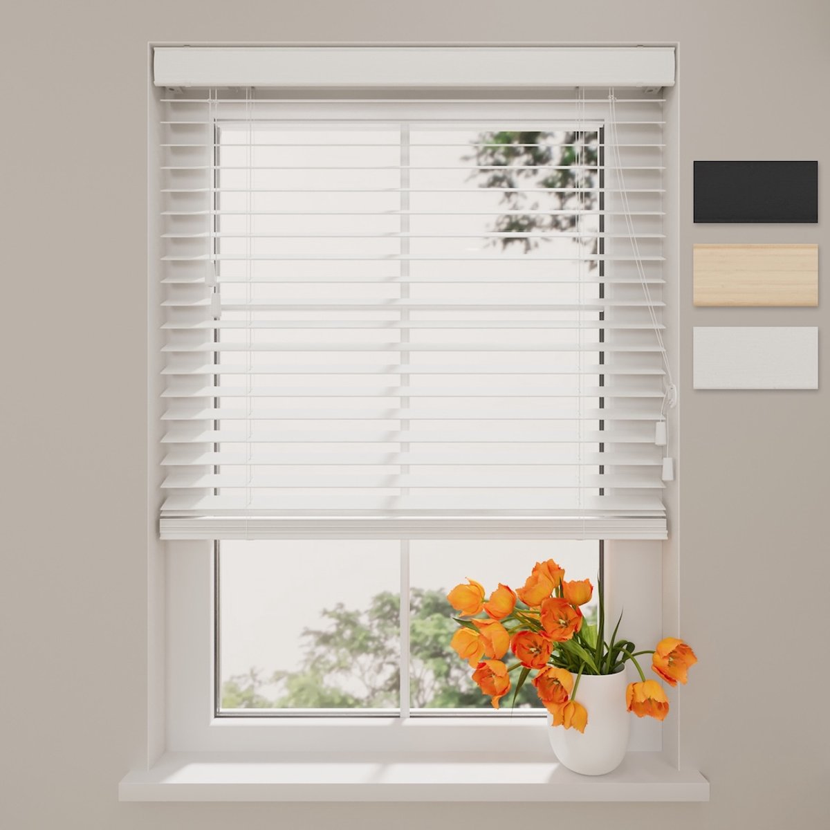 DTCH® Houten Jaloezie - 50 mm - Essence - Wit - 80 x 130 cm - Maten van 50 t/m 250 cm bree