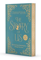 Livre "The Story of Us" d'Olivia Levin avec des ornements dorés et du texte doré.