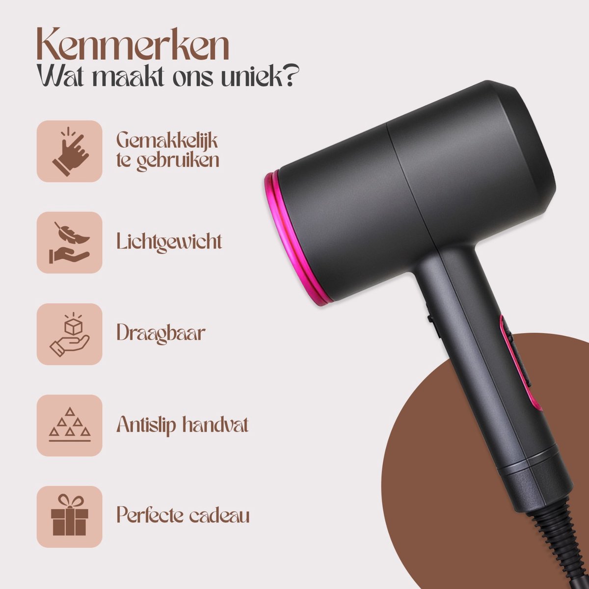 Velaré Professionele Föhn - High-Speed 1100W met Diffuser