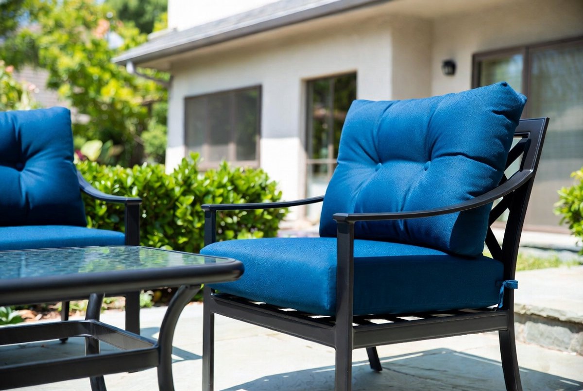 4-Piece Garden Furniture Set, Patio Furniture with Seat, Back and Waist Cushions, Seat Set, Seat Set for 4 People, Garden Furniture incl. 2 Chairs, Sofa & Table, for Garden, Patio-Industrohome