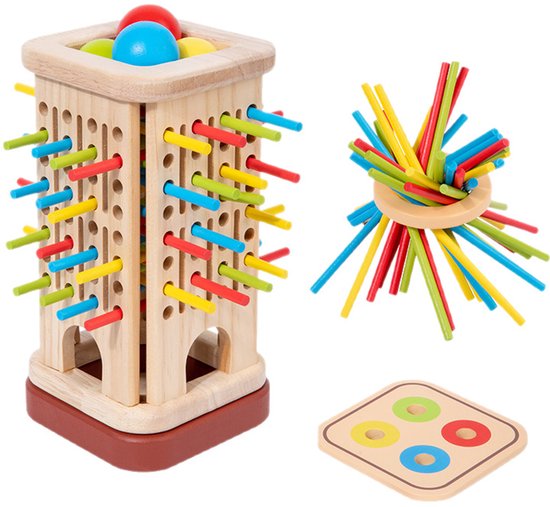Foto: Montessori houten speelgoed 3 in 1 stokspel educatief spel voor kleurherkenning cadeau 3 jaar kinderspellen