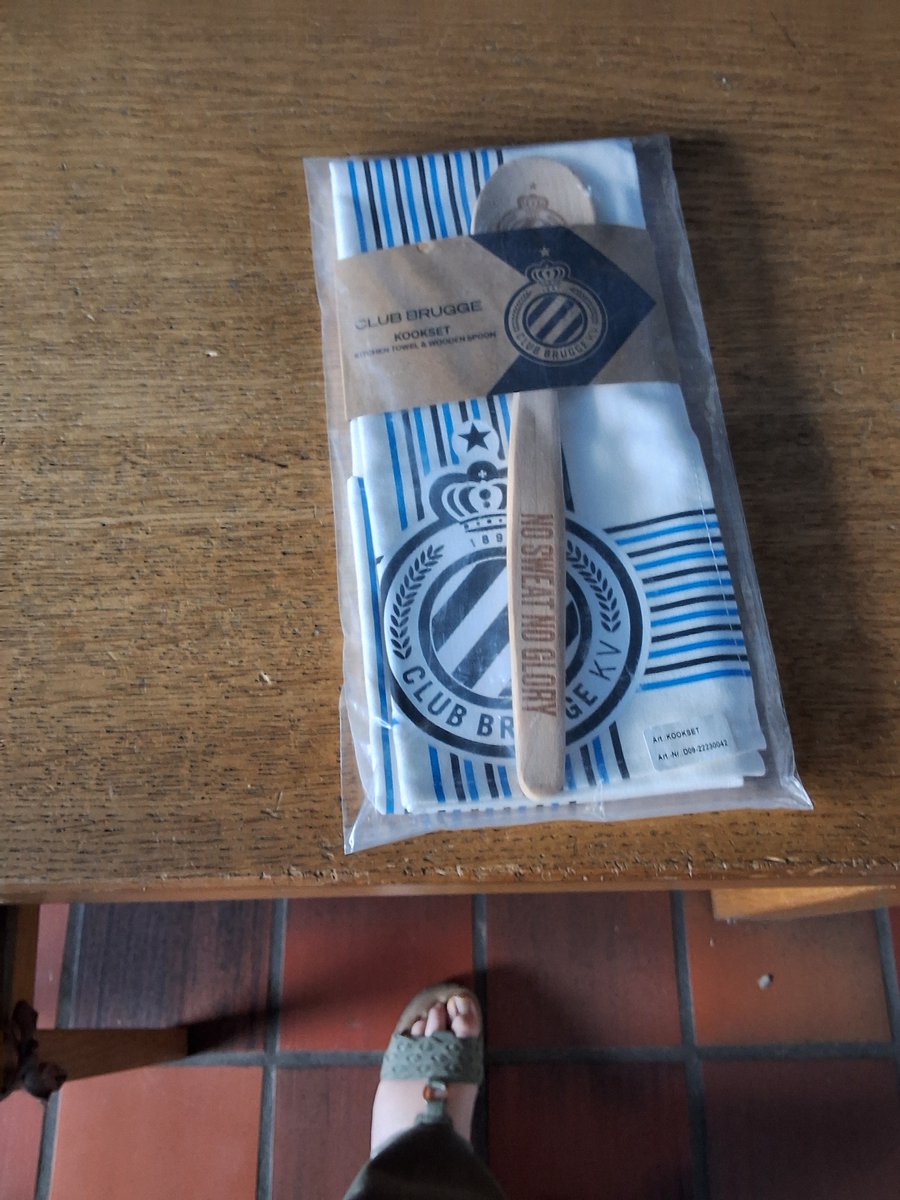 Club Brugge keukenhanddoek en houten lepel