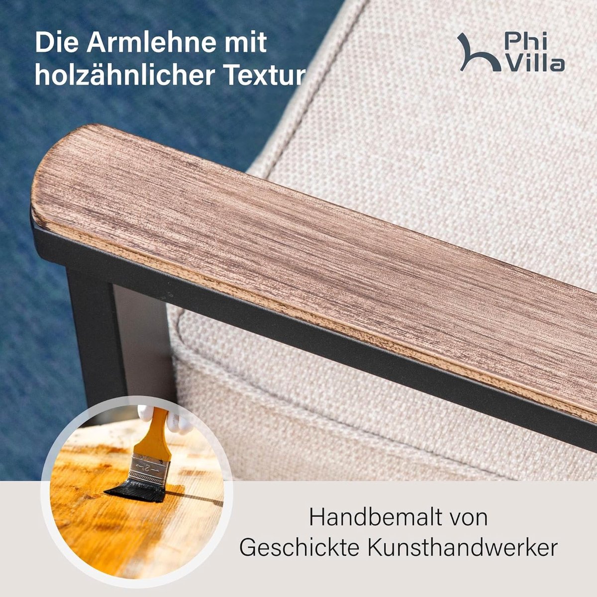 Tuinmeubelset 7-delig 160x90 cm – Rotan Eettafel Set met 6 Stoelen & 8 cm Dikke Kussens – Weerbestendig Metaal met Parasolgat – Beige Moderne Tuinset voor 6 Personen – HomebyNicole
