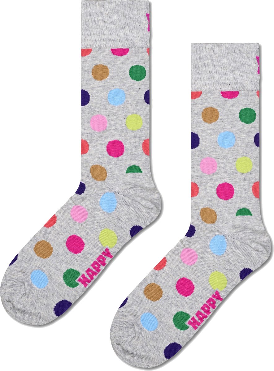 Happy Socks Big Dot Sock - unisex sokken - lichtgrijs - Unisex - Maat: 41 - 46