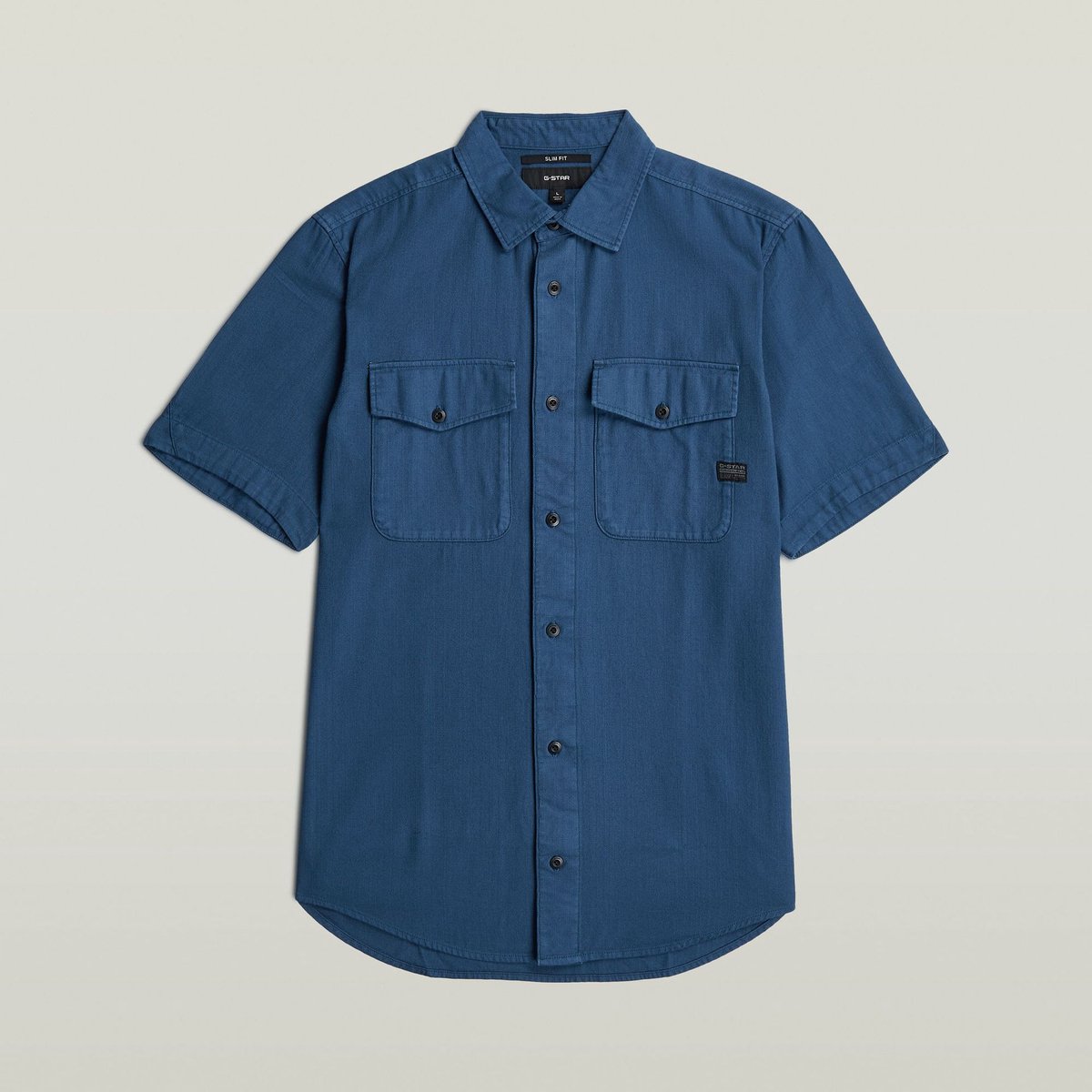 Marine Slim Shirt ss Blauw