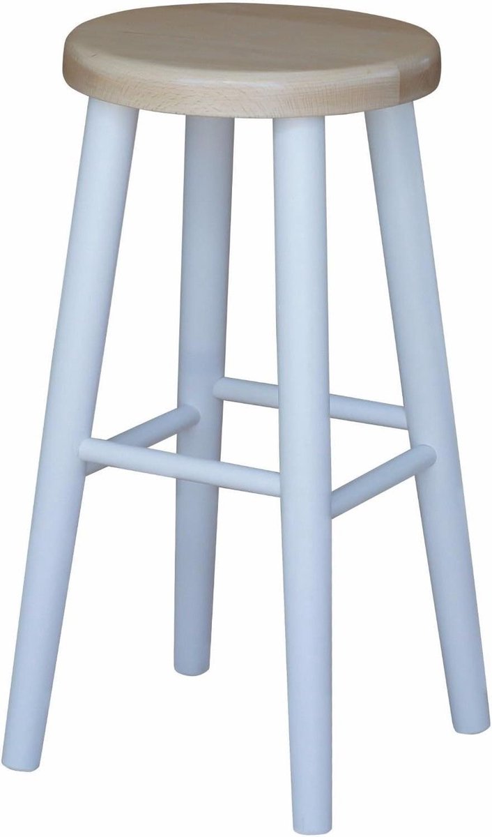 Koma barkruk - Houten kruk - Aanrecht - Massief beukenhout - 61 cm zithoogte - Wit