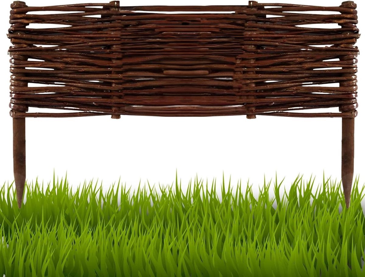 Wilgenhouten Tuinafboording - Wilgenhek Gazonrand - Tuin Decoratie - Handgevlochten Natuurlijk - 20 cm x 50 cm - Natuurlijk