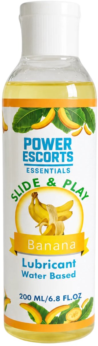 Glijmiddel op Waterbasis 200 ml – Banaan Smaak – Power Escorts Slide & Play – Geschikt voor Condooms