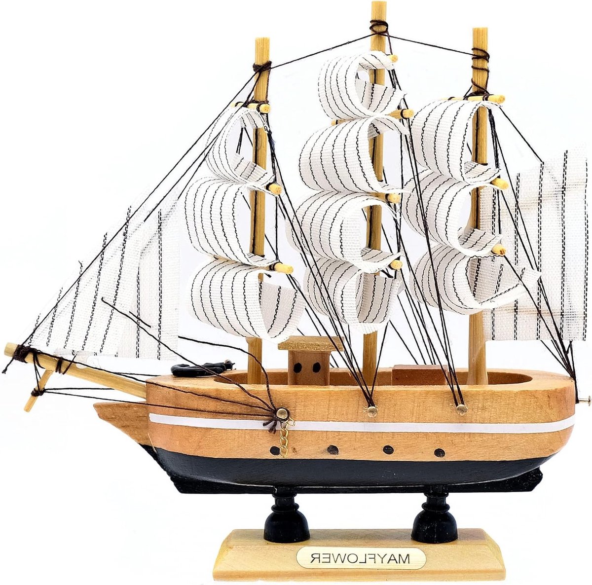 Houten Zeilboot Model Decoratie 16cm - Maritiem Huisdecoratie Kantoor