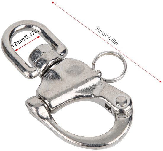 Swivel Eye Snap Closure 316 Stainless Steel Quick Release Shackle - Swivel Hook - Sailing Rigging Clip - Sailboat Shackles - Clip for Mountaineering - Hiking van Merkloos — afbeelding 5
