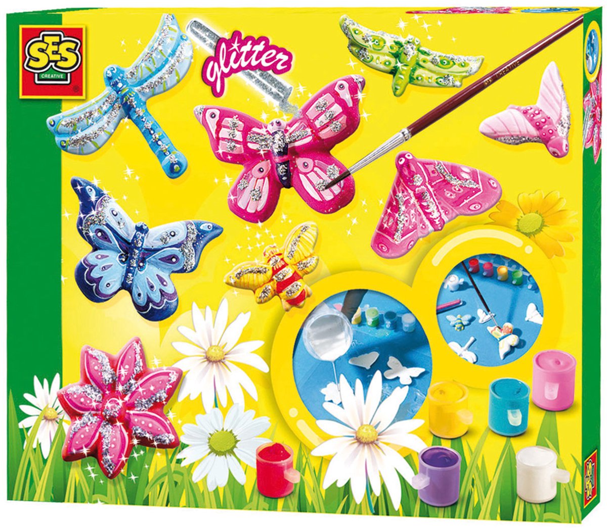 SES Creative - Hobby Pink - Gieten en Schilderen - Vlinders en Glitters - Knutselen Meisjes - Sneldrogend - Vanaf 5 jaar — afbeelding 2