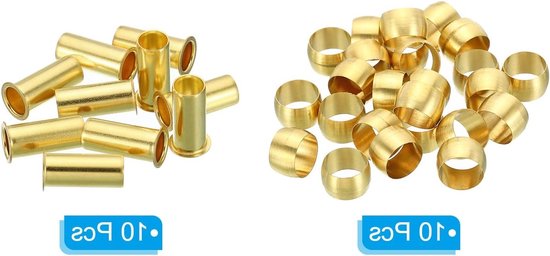 8mm Messing Compressiehulzen - 20 Stuks Ferrules voor Slangen en Pijpen, Geschikt voor Lucht, Water en Gas — afbeelding 2