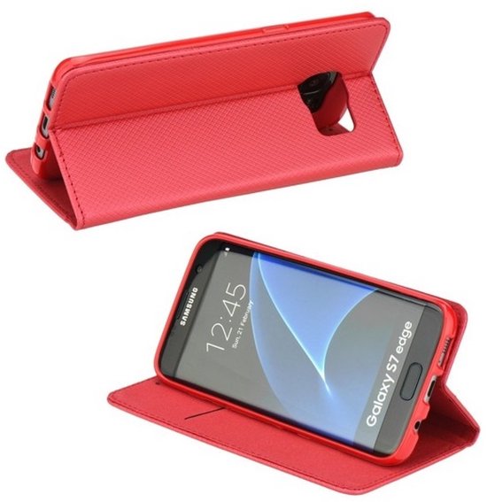 Étui de téléphone rouge avec fonction support, Samsung Galaxy S7 edge.