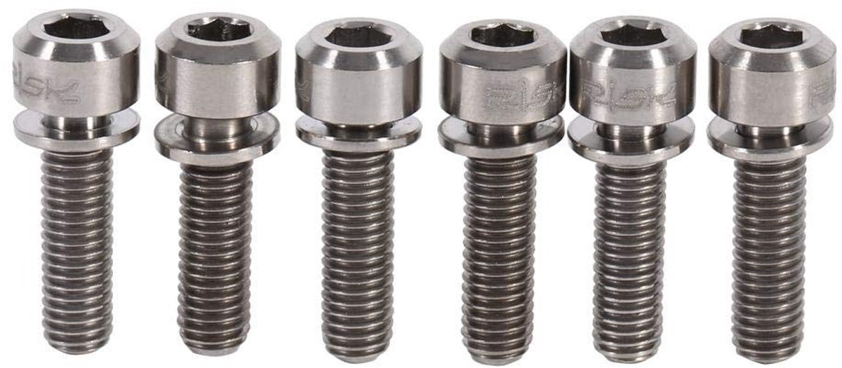 aladdien - Fietsstuur Klem - Titanium Schroeven - Lichtgewicht en Corrosiebestendig - Titaniumkleur - M5 x 18mm - Geschikt voor MTB-fietsen - 6 stuks