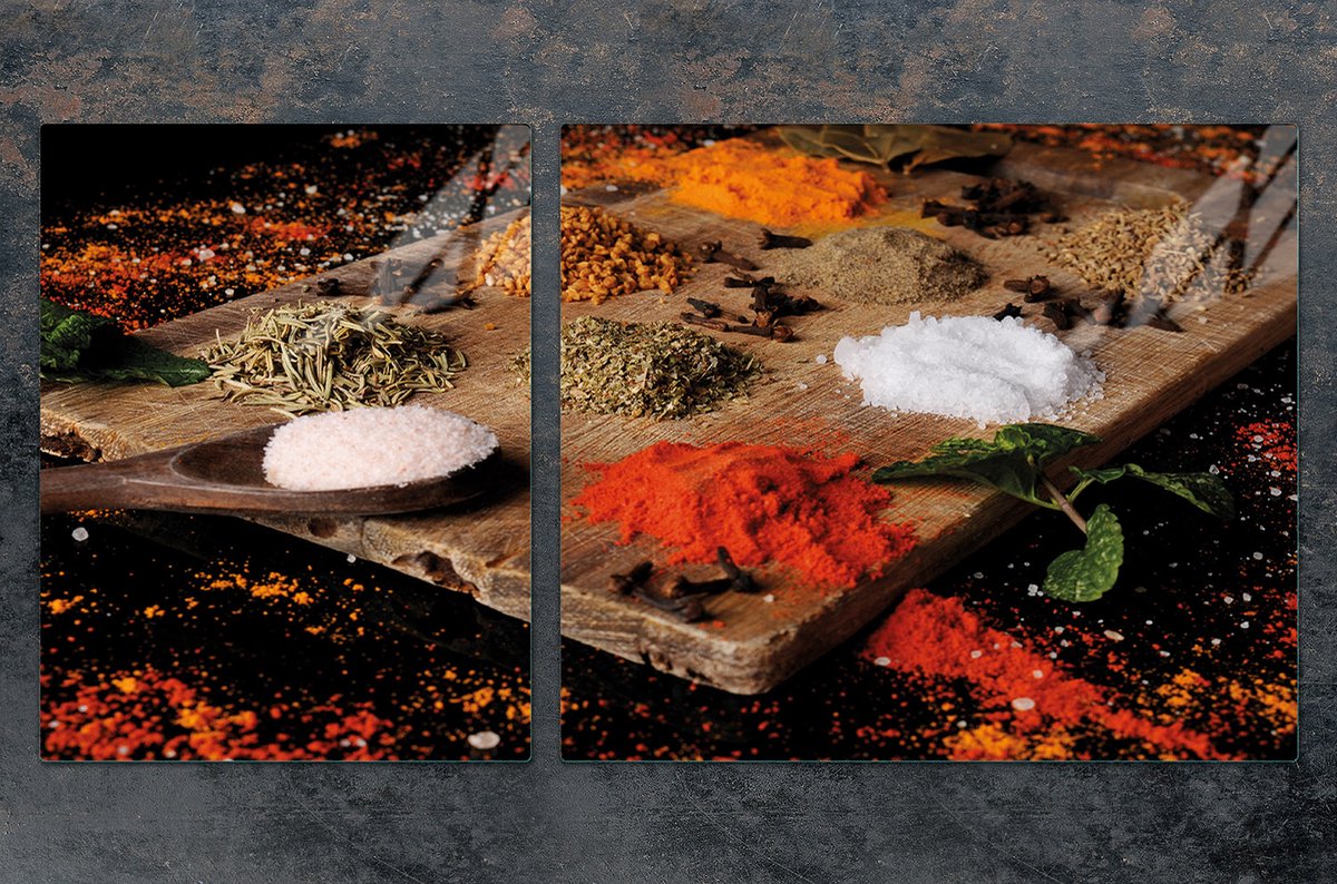 TMK ArtDeko - Snijplank en Beschermplaat - 100x52 cm - Specerijen - Glas