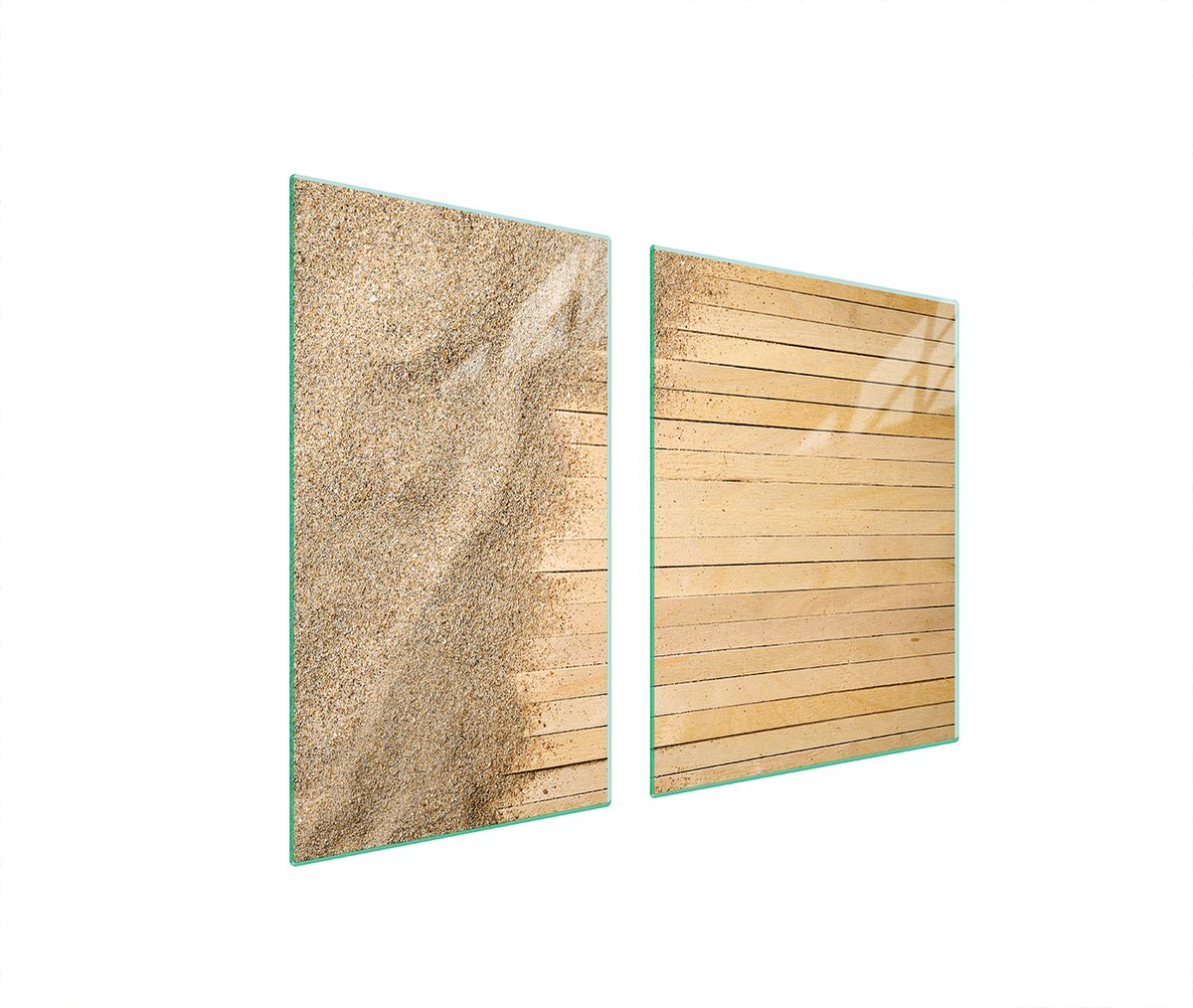 TMK ArtDeko Serie - Glas Snijplank en Beschermplaat - 100x52 cm - Zandkleur