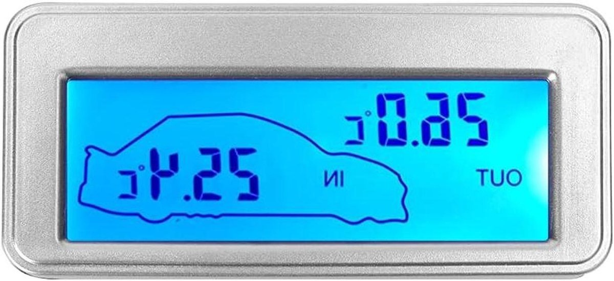 Auto Thermometer - Temperatuurmeter - Temperatuur Meten - Dubbel Display - 12V - Zilver