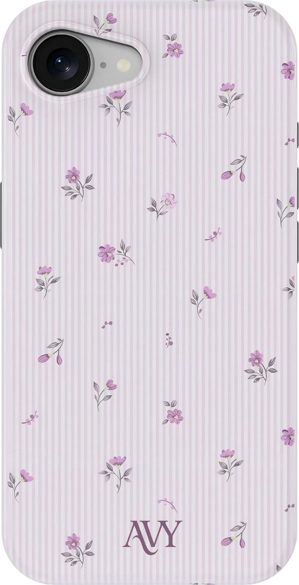 AVY Hoesje geschikt voor Apple iPhone 17e / 16e | Lila Dream | Bloemen | Paars | Hard Shell Back Cover | Compatibel met MagSafe & Qi2