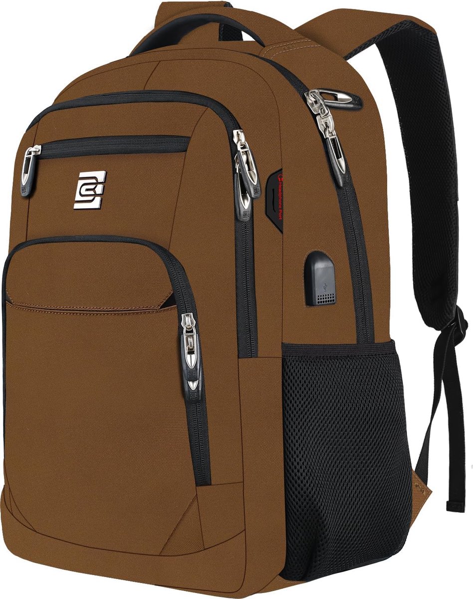 MODENUIT Reistassen - Rugzak, Laptop Rugzak, Travel Rugzak, Grote Capaciteit Rugzak, Backpack Voor Werk En Reizen, Lichtgewicht Grote Capaciteit Rugtas, 18 Inch Rugzak, Travel Backpack Met Veel Vakken, Bruin, Oxford-Stof