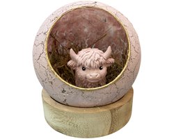 Decoratieve Glazen Bol met Bulletje Oud roze – Handgemaakt Kunstobject – 14 cm – Riek van de Bor