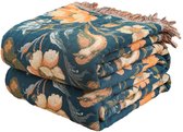 Katoenen sprei met boho-franjes, sprei met vogelmotief, huidvriendelijke hypoallergene bankdeken voor bank, bed, bank - ShopVlot