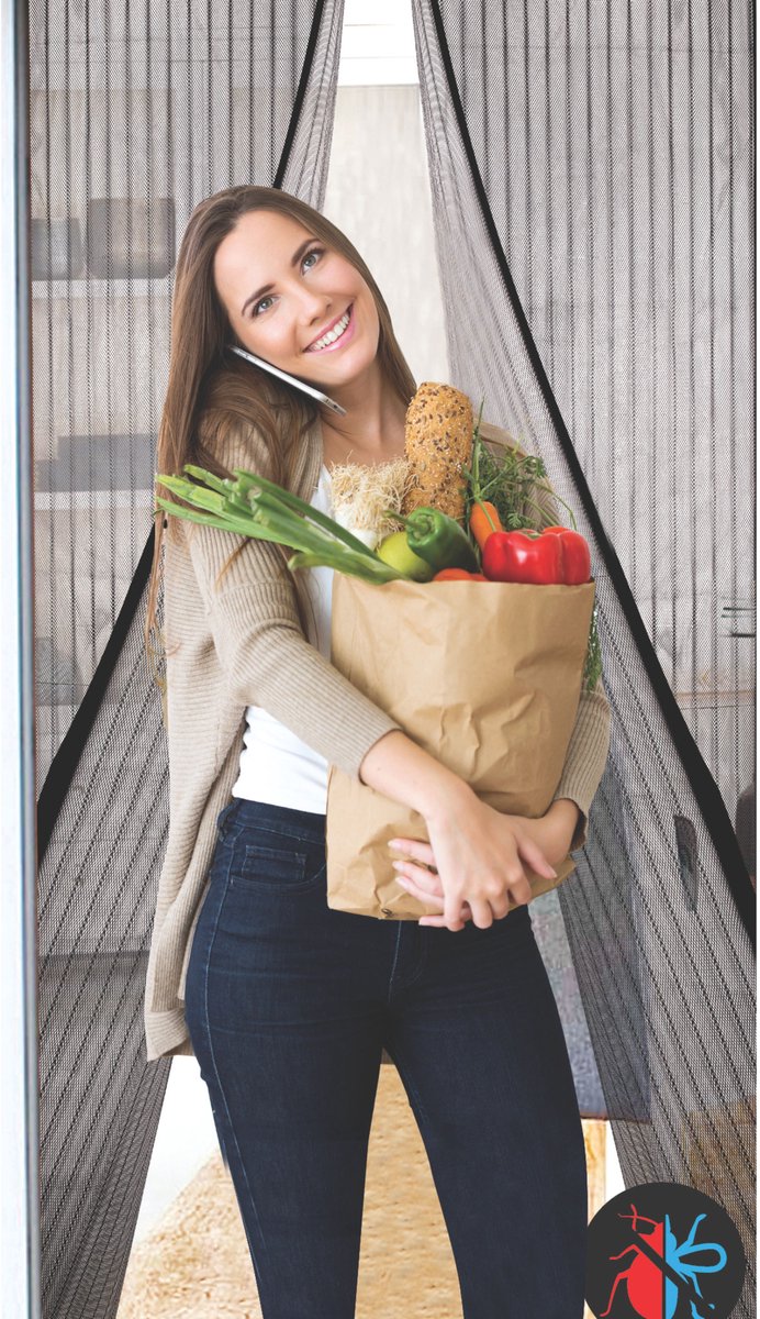 Mannsberger Magnetische Hordeur – 100 x 210 cm – Zelfsluitend – Zonder Boren – Zwart
